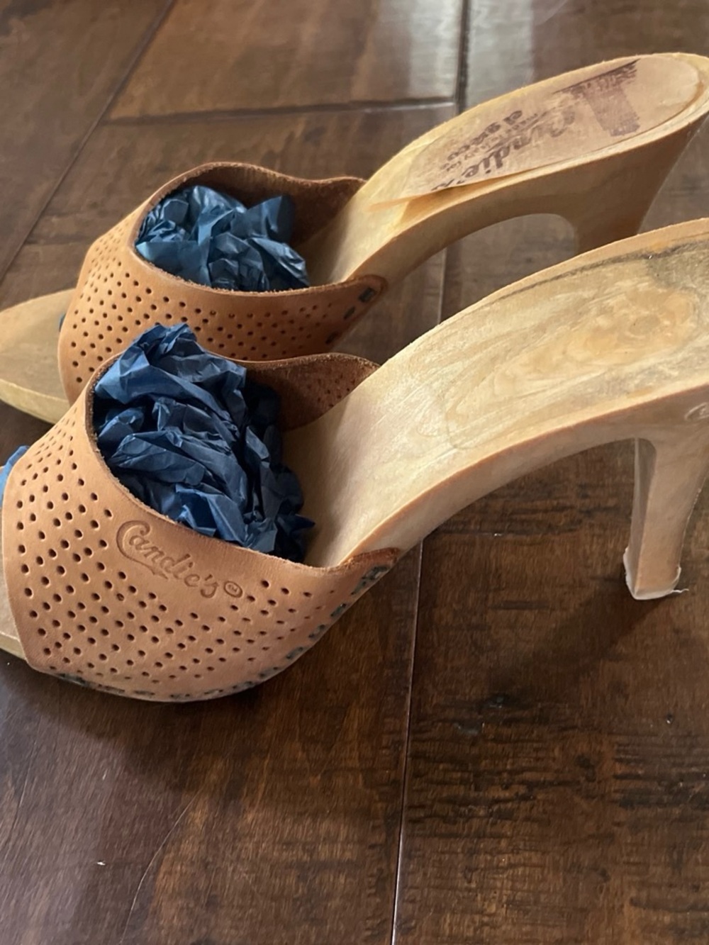 Vintage 1970’s/ 80’s original Candie's high-heel mule slide sandals - Picture 4 of 8